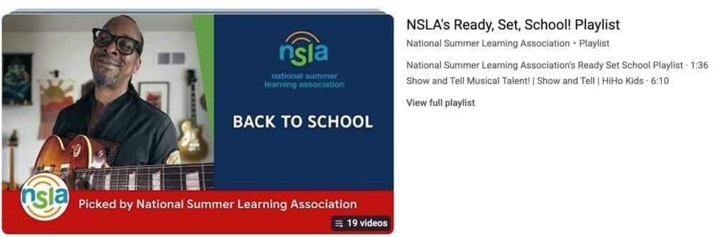 Learning Course Playlist NSLA's YouTube Kids Playlist - National Summer Learning Association